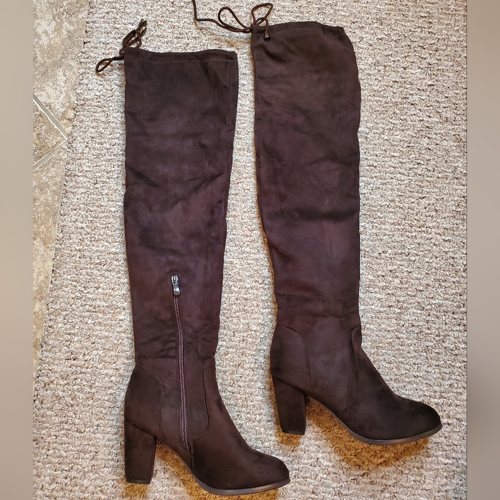 Brown suede boots